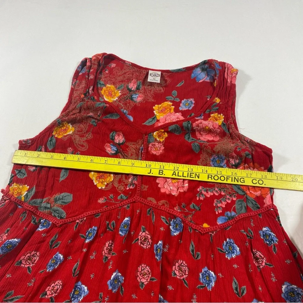 Not For Sale  Red Floral Boho Dress Sleeveless Medium Women’s Dress - Picture 8 of 9